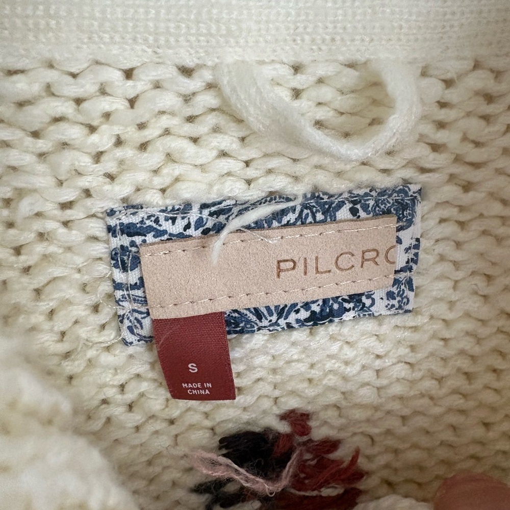 Anthropologie Pilcro Western Horse Sweater Button Cardigan Cream Women’s Small - Picture 7 of 7